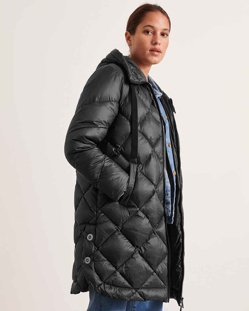 CHAQUETA ACOLCHADA LARGA DE MUJER CON CAPUCHA