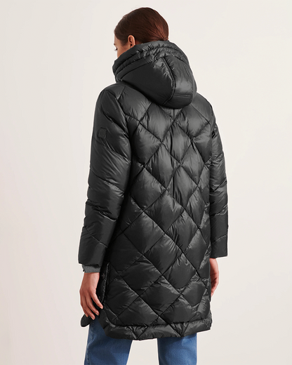 CHAQUETA ACOLCHADA LARGA DE MUJER CON CAPUCHA