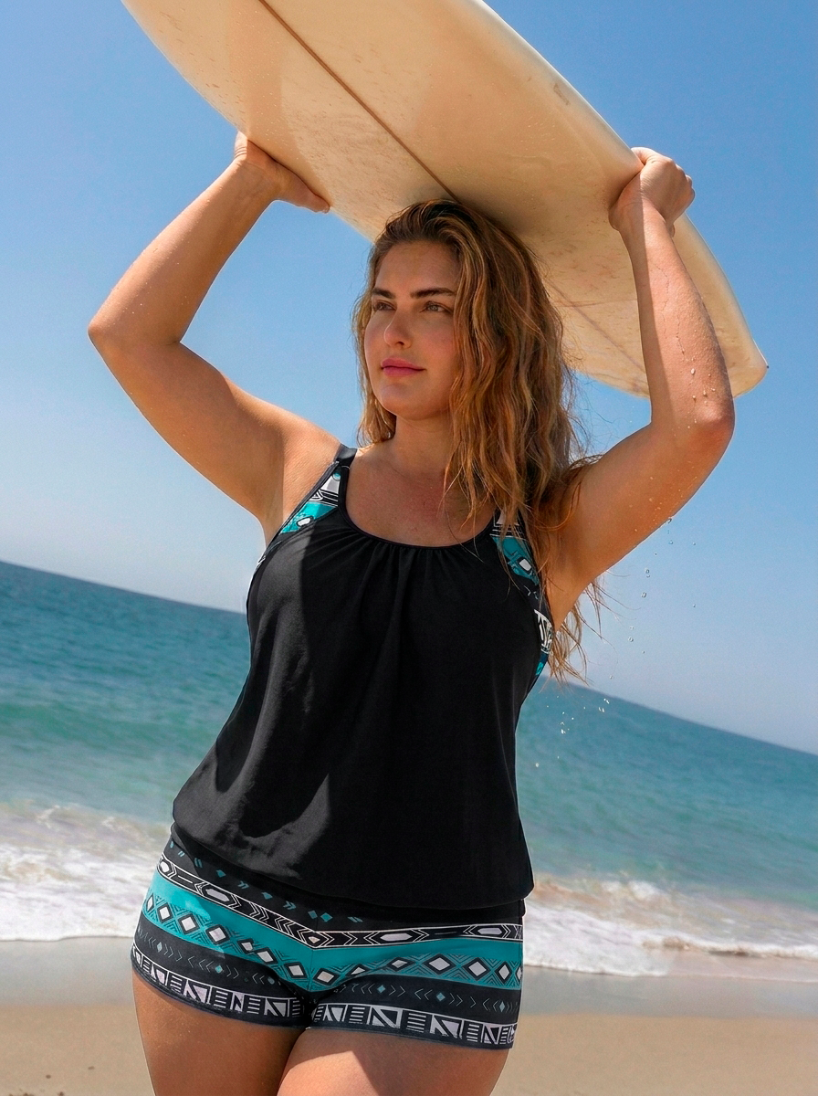 Aqua Geo™ | Tankini con Estampado con Cobertura Elegante