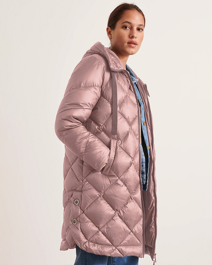 CHAQUETA ACOLCHADA LARGA DE MUJER CON CAPUCHA
