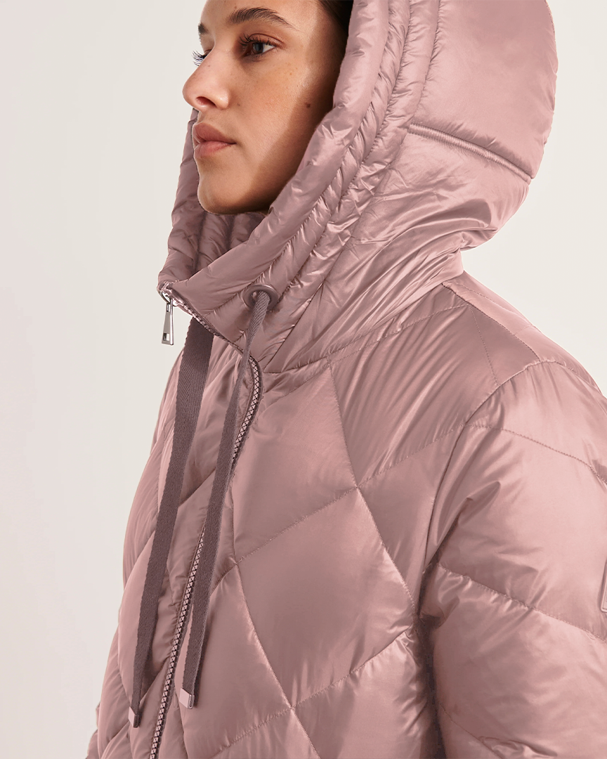 CHAQUETA ACOLCHADA LARGA DE MUJER CON CAPUCHA