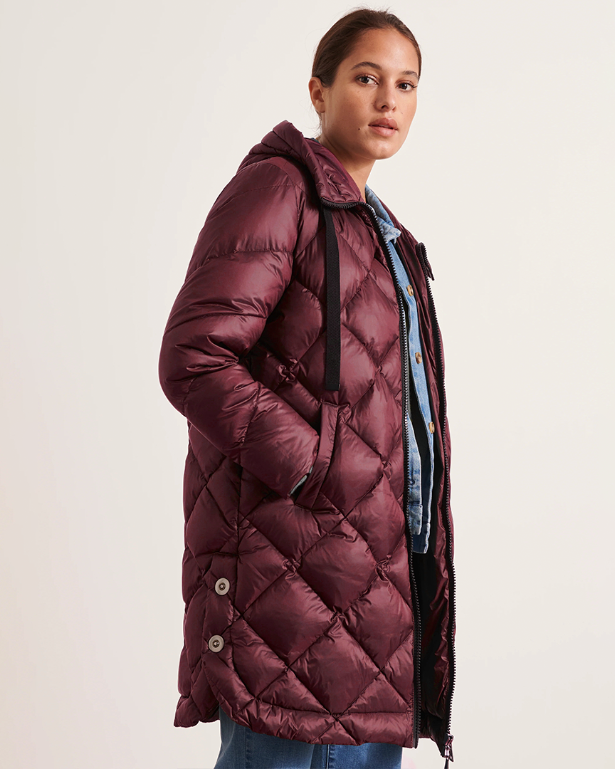 CHAQUETA ACOLCHADA LARGA DE MUJER CON CAPUCHA